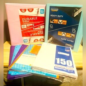 New. 2 binders, 2 folders, 5 notebook paper and 2 insert dividers
